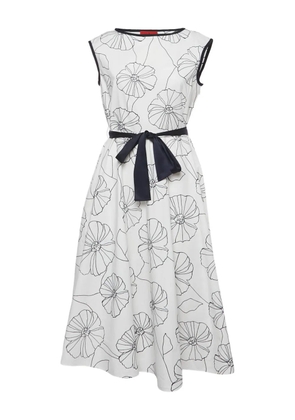 Carolina Herrera Vintage floral-print self-tie belt dress - White