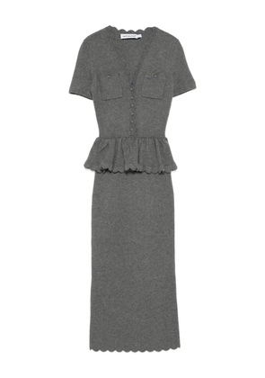 Self-Portrait pocket peplum midi dress - Grey