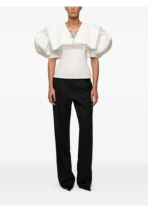ANOUKI crystal-embellished puff-sleeve blouse - White