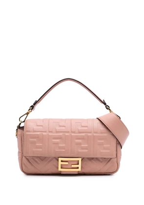 Fendi Pre-Owned 2000-2010 Zucca Embossed Leather Baguette satchel - Pink