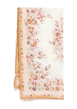 ZIMMERMANN floral-print fringed pareo - Neutrals