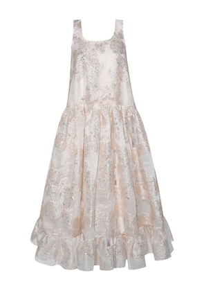 ANOUKI embroidered sleeveless midi dress - Neutrals