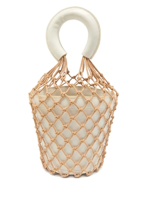 STAUD 2020s leather net bucket bag - White