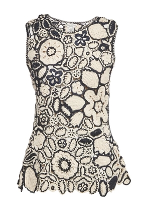 Oscar de la Renta Pre-Owned crochet floral top - Blue