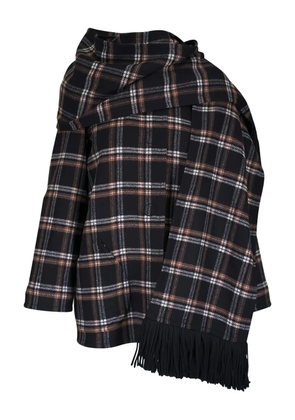 Akris Punto plaid fringed coat - Black