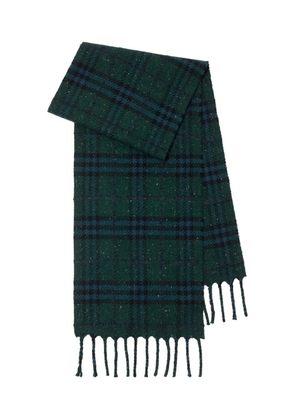 Burberry Check-pattern fringed scarf - Green
