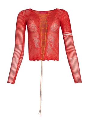 Roberta Einer Kat lace-up top - Red