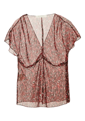 Miu Miu Pre-Owned graphic-print ruched top - Red