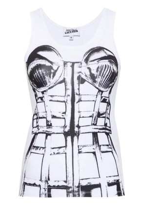 Jean Paul Gaultier trompe l'oeil print top - White