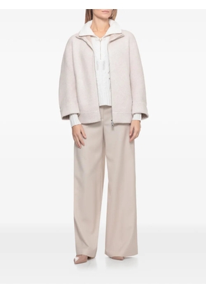 D.Exterior half-zip sweater - White