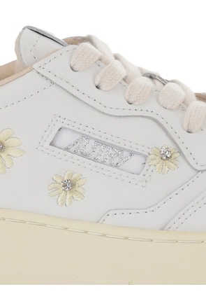 Autry embroidered flower trainers - White