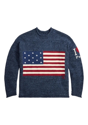 Polo Ralph Lauren flag intarsia crew-neck sweater - Blue