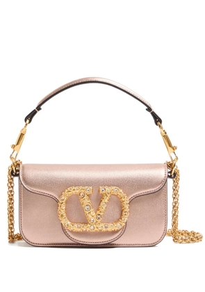 Valentino Garavani small Locò jewel-logo leather shoulder bag - Pink