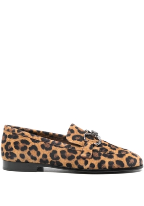 Casadei leopard print hardware loafers - Brown