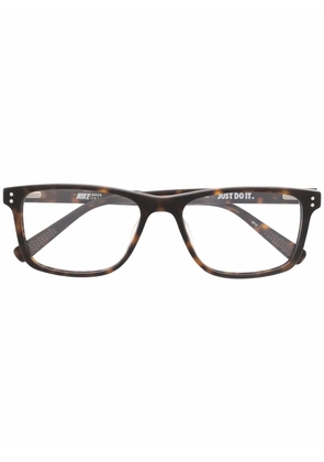 Nike Swoosh-detail square-frame glasses - Brown