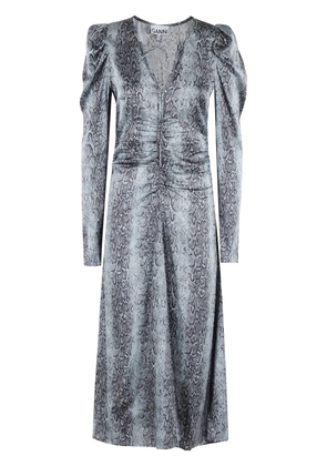 GANNI python-print dress - Blue