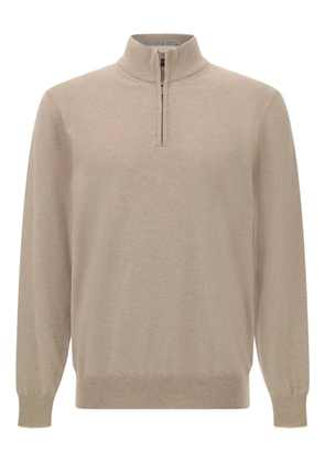 Boggi Milano Cashmere Blend Half Zip Jumper - Neutrals