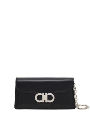 Ferragamo crystal-embellished chain clutch bag - Black