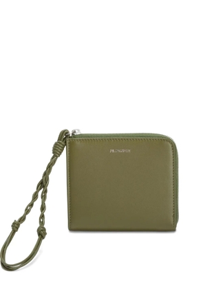 Jil Sander zipped knotted leather Tangle card holder - Green