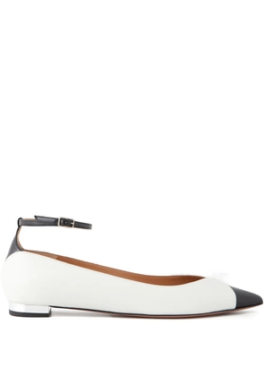 Aquazzura pointed ankle-strap ballet flats - White