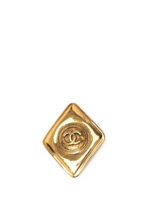 CHANEL Pre-Owned 1970-1980 Gold Plated Coco Mark Diamond Brooch costume brooch