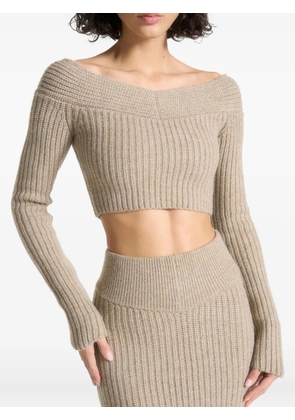 Manière De Voir off-shoulder knitted crop top - Neutrals