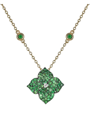Piranesi 18K yellow gold tsavorite small flower necklace
