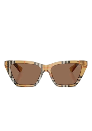 Burberry Eyewear tartan-pattern geometric-frame sunglasses - Neutrals