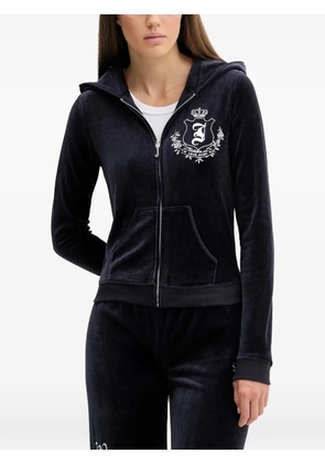 Juicy Couture zip-fastening embroidered-detail hoodie - Blue