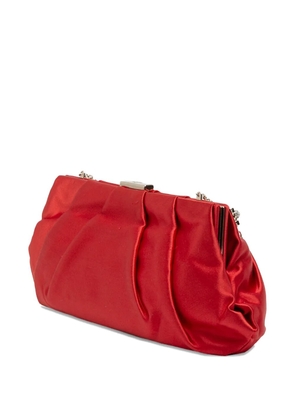 Valentino Garavani Pre-Owned 2000-2017 Satin Pearl Embellished Frame Clutch on Chain shoulder bag - Red