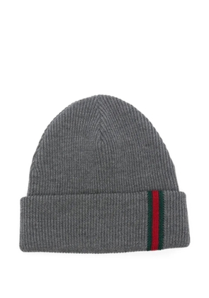 Gucci wool Web-stripe beanie - Grey
