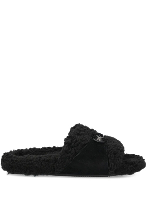 Balenciaga furry strap sandals - Black