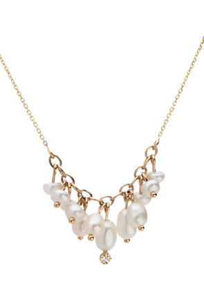 WWAKE 14kt recycled yellow gold Shadow pearl and diamond necklace