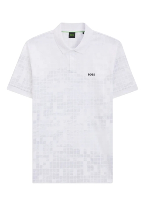 BOSS geometric-pattern polo shirt - White