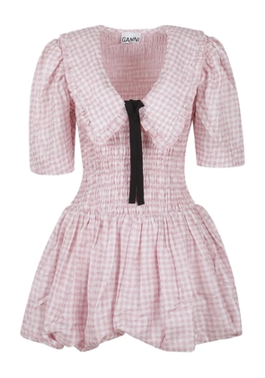 GANNI check mini dress - Pink
