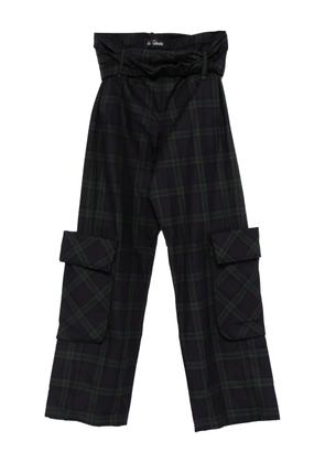 Open YY rolled-waist tartan cargo pants - Green