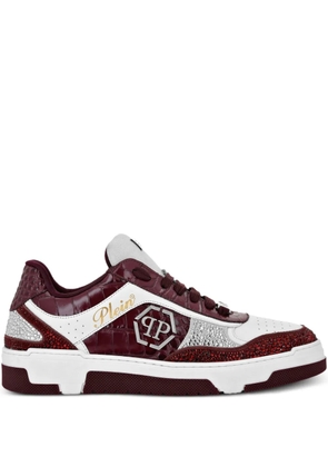 Philipp Plein Mix crocodile-effect sneakers - Red