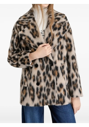 Gaelle double-breasted leopard coat - Neutrals