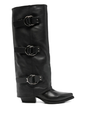 Metisse 50mm buckle-detail pointed-toe boots - Black