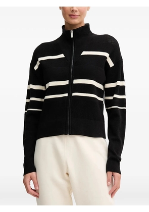 DKNY striped-pattern zip cardigan - Black