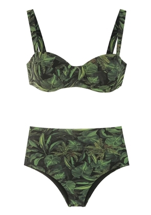 Isolda Coqueiral foliage-print bikini set - Green