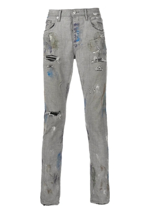 Purple Brand paint-splattered slim-fit jeans - Grey
