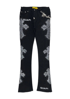 GUAPI rhinestone cross distressed jeans - Black