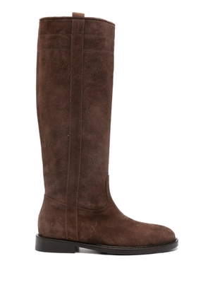 Anna F. leather topstitching boots - Brown