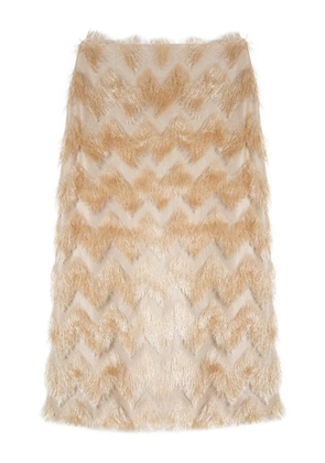 Isolda fringed-chevron midi skirt - Neutrals