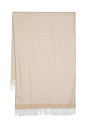 Brunello Cucinelli checked houndstooth-pattern silk scarf - Neutrals