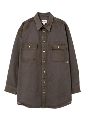 KAMIYA ripped-detail pocket shirt - Grey