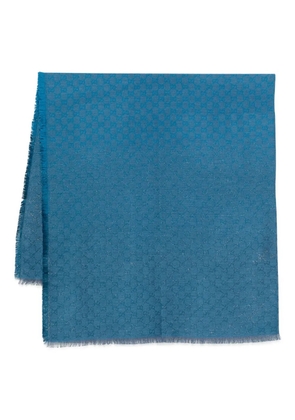Gucci monogram fringed scarf - Blue