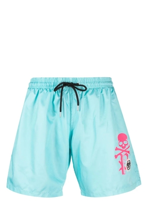 Philipp Plein logo-print swim shorts - Blue