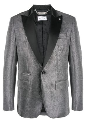 Philipp Plein metallic-finish single-breasted blazer - Silver